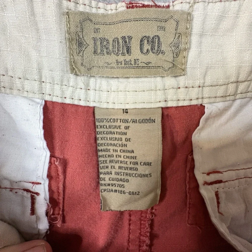 Iron Co Boy's Size 14 (28.5x10.25) Red Cargo Shorts Cotton SEE DESCRIPTION